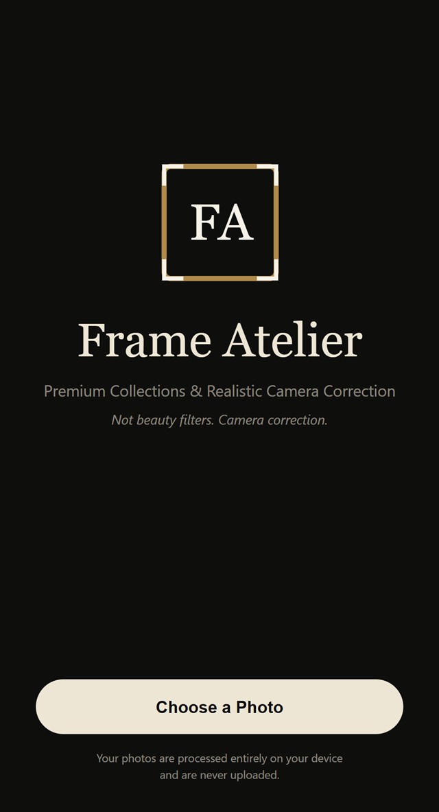 Frame Atelier welcome screen